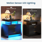 HNEBC Auto LED Nightstand with Wireless Charging Station & USB Ports, High - Image 7