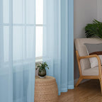 Sky Blue Sheer Curtains 90 Inches Long 2 Panels, Light Filtering Voile Solid - Image 2