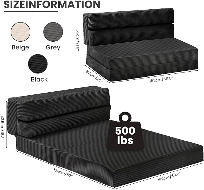 JUIKURY Folding Sofa Bed, Convertible Sleeper Chair - Image 2