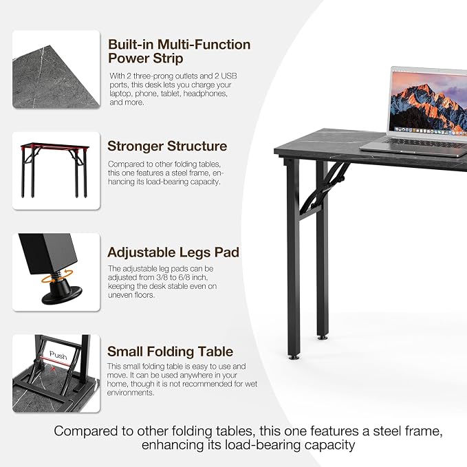 TEMI Small Computer Desk Folding Table - Image 8