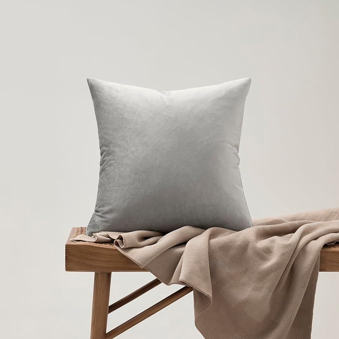 GIGIZAZA Silver Grey Velvet Throw Pillow Covers 18x18 Pack of 2 | Decorative - Image 7