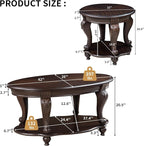 LKTART Wood Coffee Table Set - Image 3