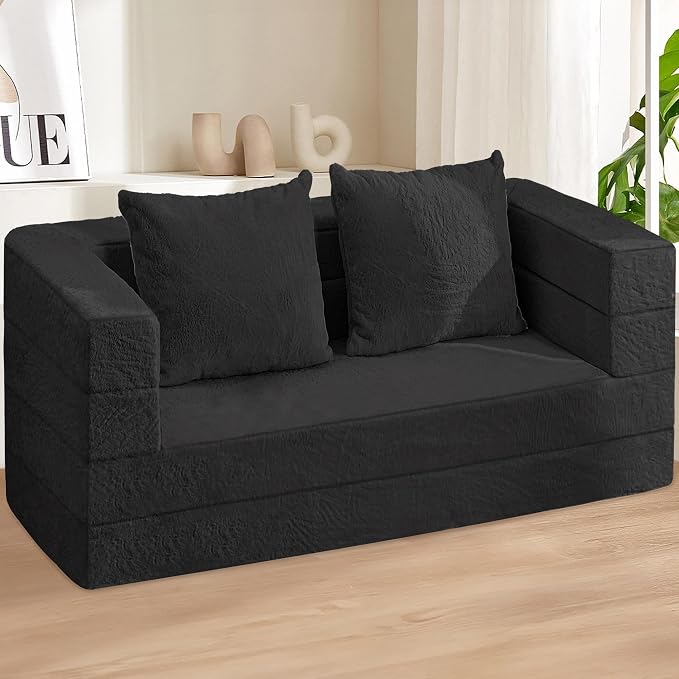 Futon Sofa Bed with Pillow, 3-in-1 Sleeper Sofa Bed with Removable Cover - Image 2