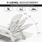 Outdoor Lounge Chair, HDPE 4-Position Adjustable Chaise Lounge Outdoor - Image 6
