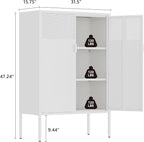 Metal Storage Cabinet, 2 Door TV Stand, Metal Mesh Accent Cabinet, Magnetic - Image 3