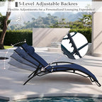 EROMMY Outdoor Chaise Lounge Set of 3, Reclining Patio Chairs - Image 5