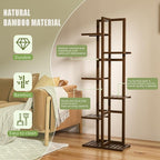 ROMGUAR CRAFT 6 Tier Bamboo Plant Stand Indoor, Wood Tall Flower Holder Corner - Image 5