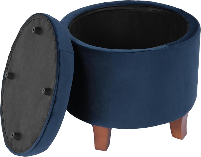 HomePop by Kinfine Fabric Upholstered Round Storage Ottoman - Image 6