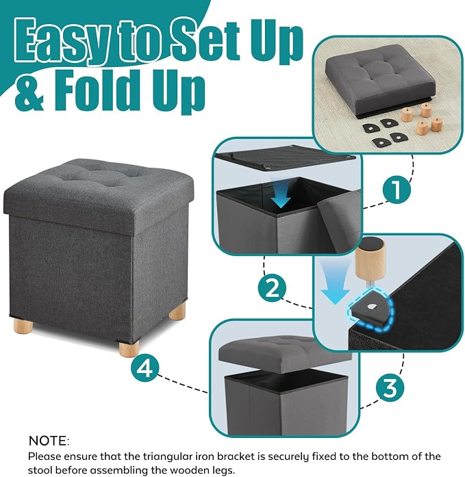 BRIAN & DANY Ottoman with Storage, Square Storage Ottoman - Image 5