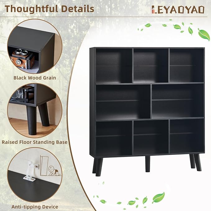 LEYAOYAO 8 Cube Bookshelf, 3 Tier Bookcase - Image 5