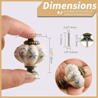 Ivory & Blue Pumpkin Knobs 2 Pack Ceramic Cabinet Knobs Vintage Drawer Pulls - Image 4