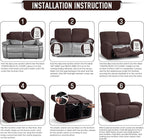 TAOCOCO Recliner Loveseat Slipcover, 6 Pieces Dual Recliner Sofa Covers - Image 6