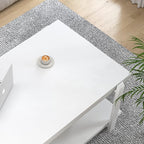 FOLUBAN White Coffee Table, Modern Rustic Wood and Metal Center Table - Image 4