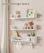 Maxpeuvon 23 Inch Kids Bookshelves Set of 3, Natural Wooden Floating Shelves - Image 2