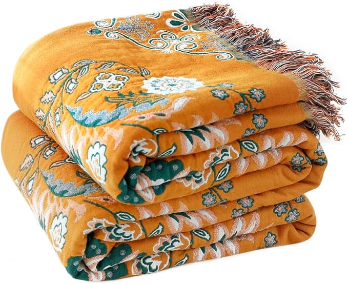 LUTBM Boho Throw Blanket for Bed 100% Cotton Soft Lightweight Quilt Reversible by LUTBMFindYourFreeSpiritatHome
