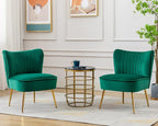 Velvet Accent Chair Set of 2 Comfy Living Room Chairs by Janoray
