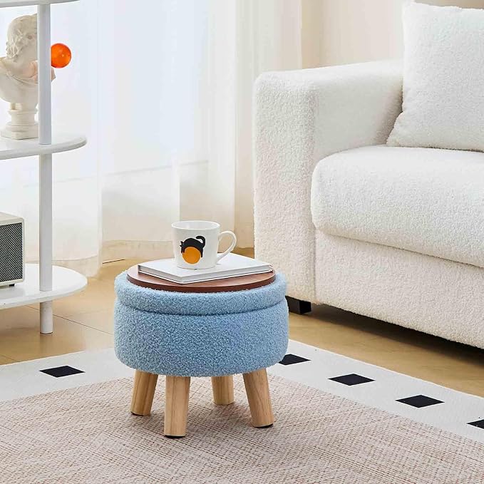 Wimarsbon Storage Ottoman, Modern Round Footrest - Image 2
