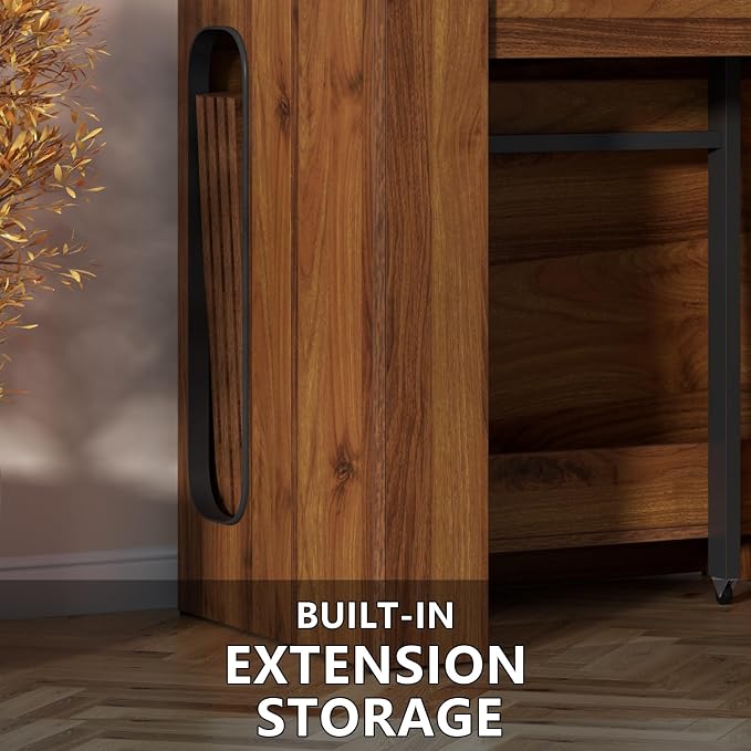 Extendable Dining Table with Charging Station, Convertible Folding Console Table - Image 8