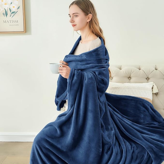 BEDELITE Fleece Blanket Soft Plush Full Bed Blanket Navy 84"x90" | Ultra Soft - Image 4