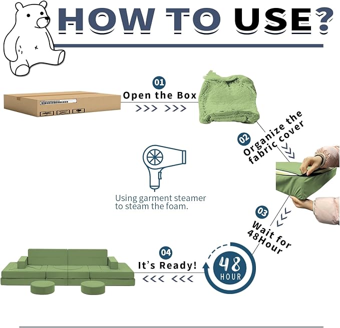Edbuosy 22Pcs Modular Kids Play Couch - Image 6