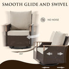 MELLCOM 3 Pieces Patio Furniture Set, Wicker Swivel Glider Chairs - Image 3