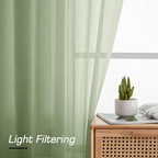 Simplebrand Light Green Sheer Curtains 63 Inch Length 2 Panels, Rod Pocket - Image 6