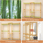 Homykic Bamboo Closet System Clothes Rack, Large Freestanding Garment Rack - Image 6