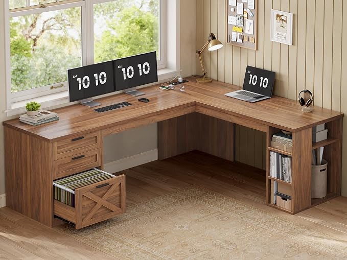 SEDETA 67" Farmhouse L Shaped Desk - Image 6