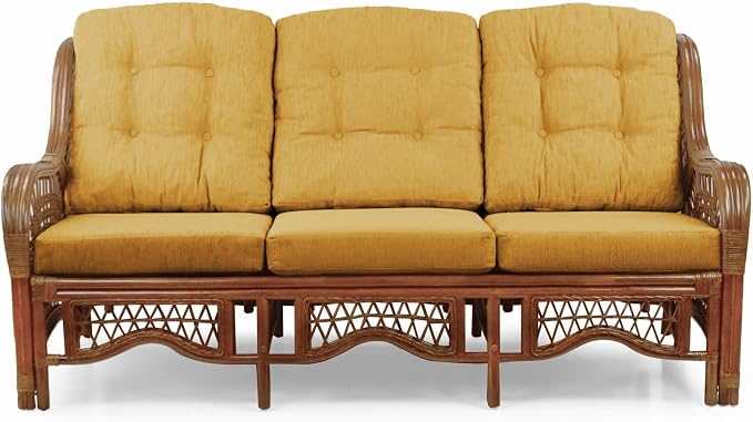 Malibu Lounge Set of 4: 2 Natural Rattan Wicker Chairs, Three-Seater Sofa - Image 9