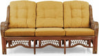 Malibu Lounge Set of 4: 2 Natural Rattan Wicker Chairs, Three-Seater Sofa - Image 9