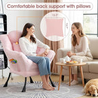 Lazy Chair for Living Room, Large Pink Accent Chair - Image 3