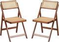 Furlide Rattan Folding Chairs, Modern Mid Century Dining Chairs Set of 2 by Furlide