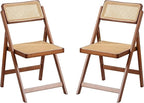 Furlide Rattan Folding Chairs, Modern Mid Century Dining Chairs Set of 2 by Furlide