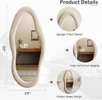 Honyee 55" x 24" Wall Mirror, Flannel Wrapped Wooden Frame Wavy Mirror - Image 5