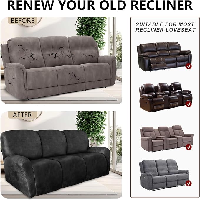 ANARACHON Recliner Couch Cover Leather Look Recliner Sofa Covers - Image 6
