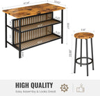 AWQM Kitchen Island with Seating & Storage Shelf, Wooden Island Table - Image 8