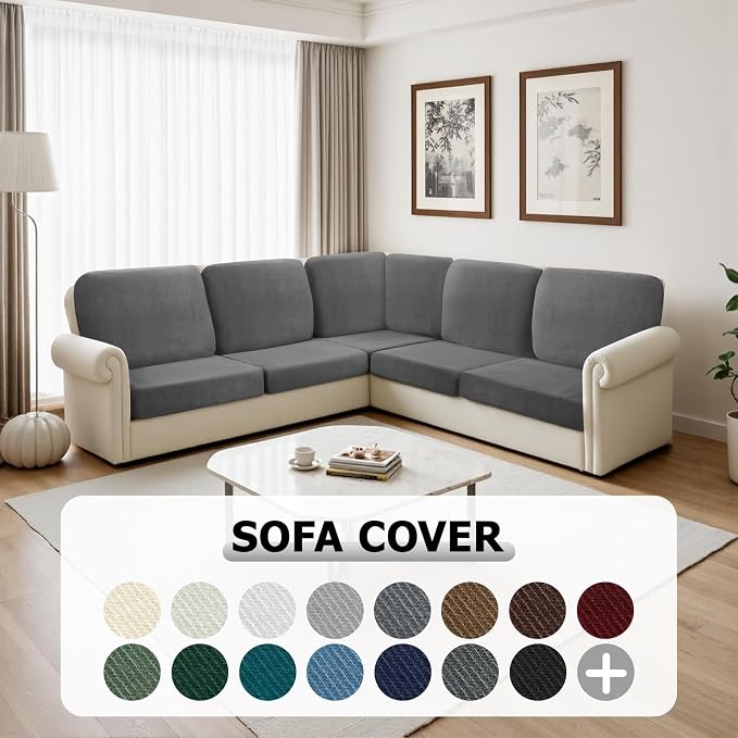 Arfntevss Sectional Couch Covers L Shape Couch Cushion Covers Slipcovers Fitted - Image 7