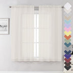 Ivory Sheer Curtains 63 Inch Long 2 Panels, Elegant Voile Drapes by Lecloud