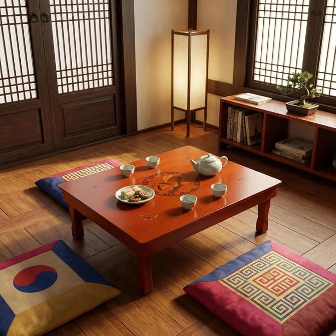 Rectangle 90X75cm Korean Coffee Table Folding Leg Asian Antique Style Living by Unknown