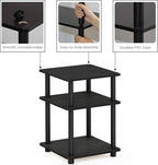 Furinno TURN-N-TUBE Side Table, 3-Tier Square Modern End Table, Open Shelves - Image 4