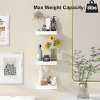 Fixwal 8inch Floating Shelves for Wall, Small White Shelves Wall Mounted Shelf - Image 4