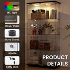 Display Cabinet with Light, Glass Door and Lock, 4-Shelf Fast Installation in - Image 6