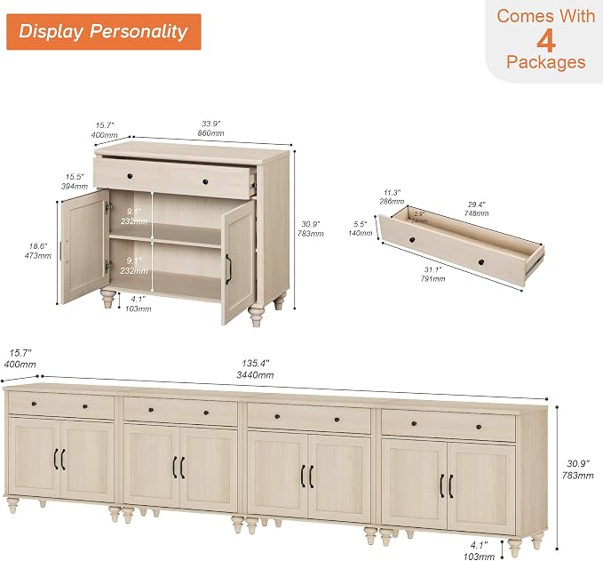 WAMPAT Farmhouse TV Stand for 85 inch TV - Image 3