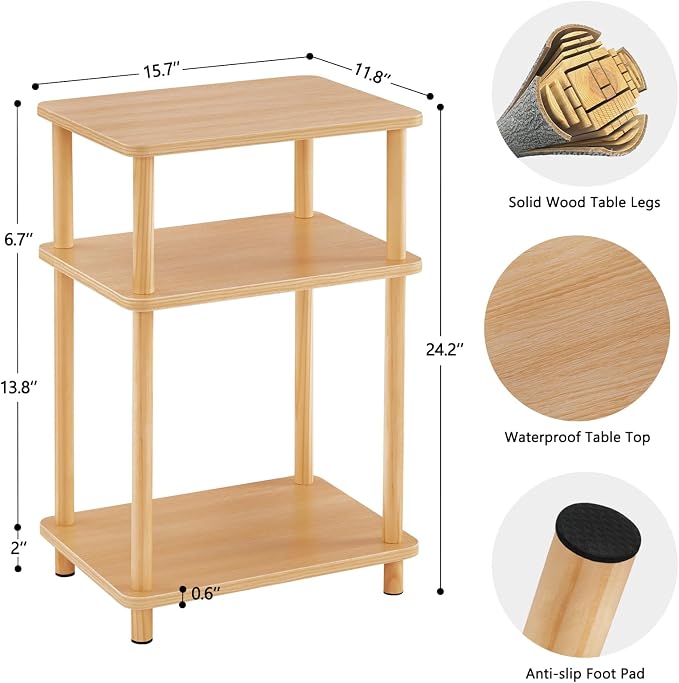 Apicizon 3 Tier End Table, Record Player Stand - Image 2