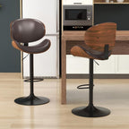 KCC Bar Stools Set of 2, Swivel Adjustable Height Barstools, PU Leather - Image 2