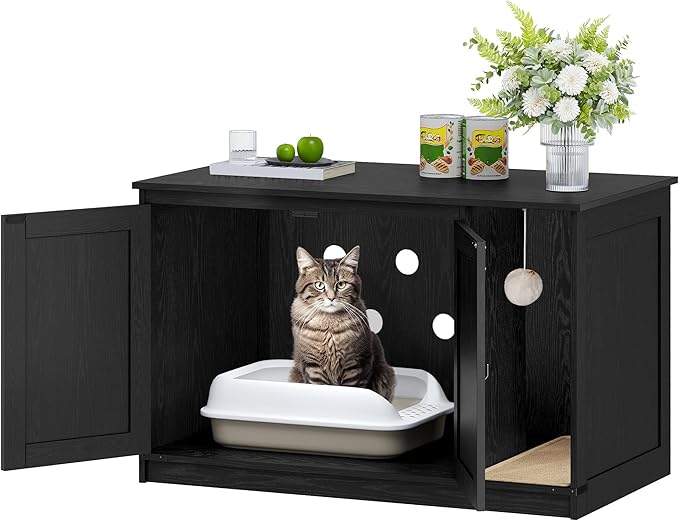 Hzuaneri Cat Litter Box Enclosure, Hidden Litter Box Cabinet Furniture - Image 9