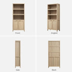 SICOTAS Bookcase 71" Tall Bookshelf 5 Tier Rattan Boho Bookcase - Image 9