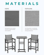 SERWALL 3 Pieces Textilene Adirondack Bar Set, Tall Adirondack Bar Height Chairs - Image 6