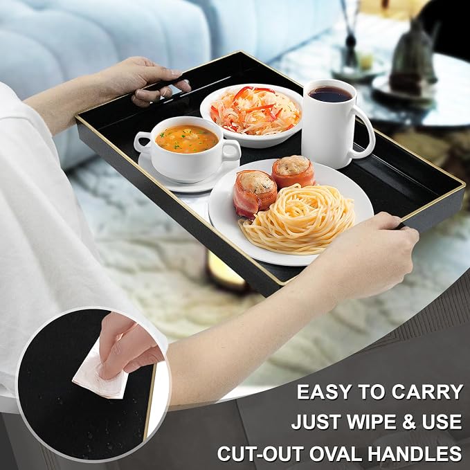 MAONAME Black Decorative Tray for Coffee Table, Modern Serving Tray - Image 4