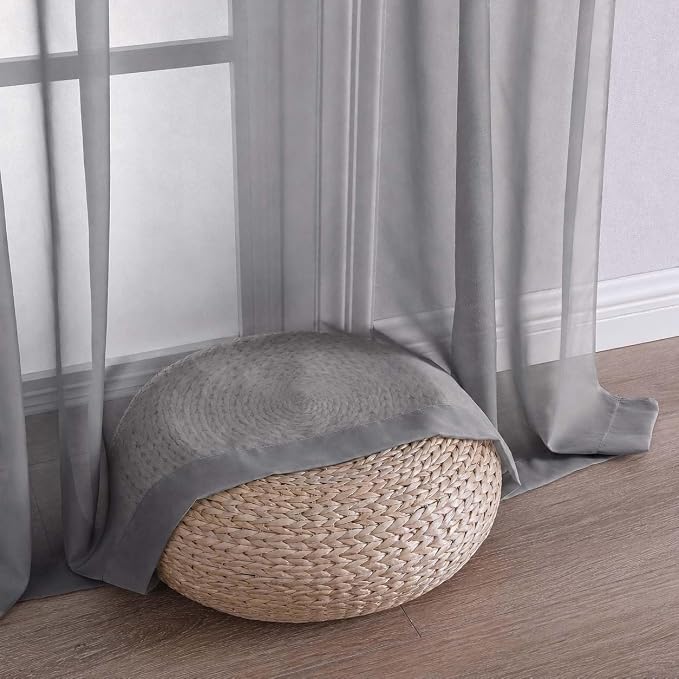 Charcoal Grey Sheer Curtains 72 Inches Long 2 Panels Set, Light Filtering Sheer - Image 6